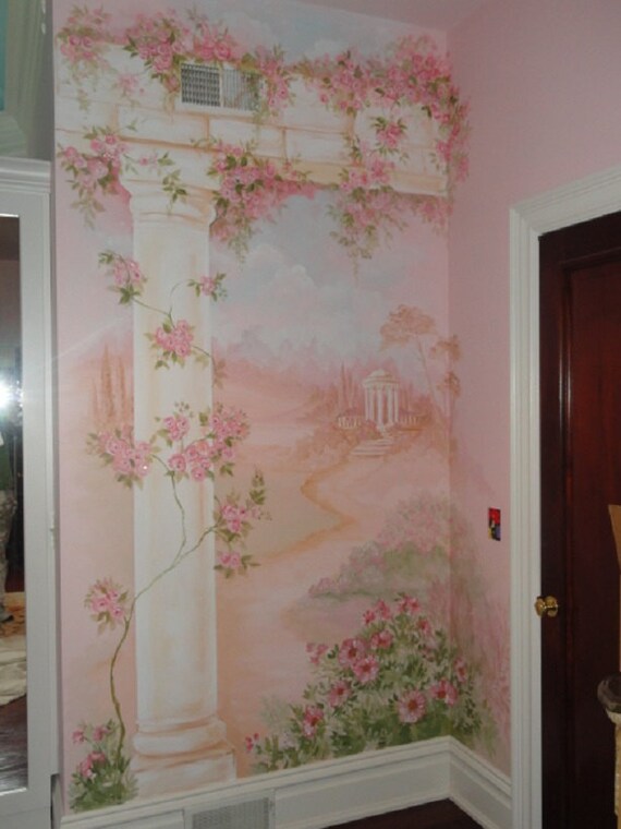 Estimacion De Rosas Pintado Murales Personalizados Mural De Etsy