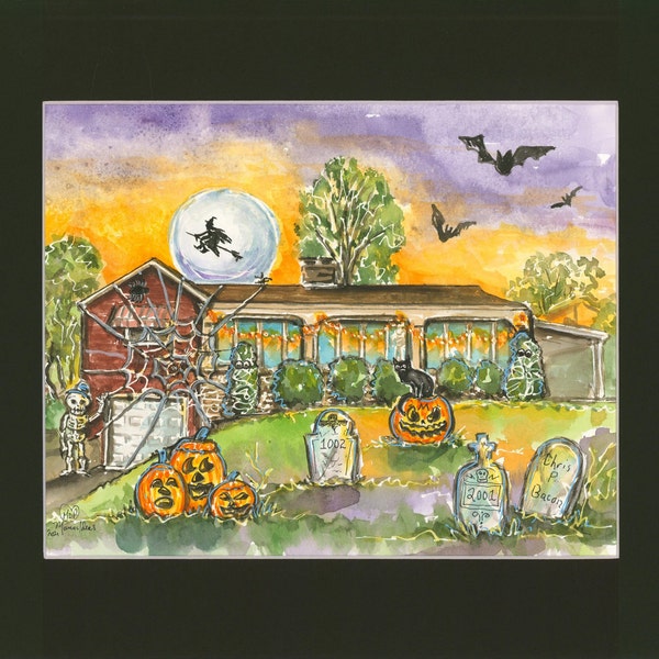 Custom House Portrait, Halloween House, Haunted House, Custom Haunted House, Halloween painting, Custom Halloween art, Marias Ideas Art