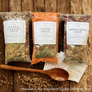 Crockpot Mahlzeiten Geschenkkorb - 4 + Portionen jeweils | Einfache Suppe, Chili und Bohnen, Gourmet-Essen-Geschenk für geschäftige Familien, schnelle Zubereitung von Mahlzeiten, Schongarer Bild 10