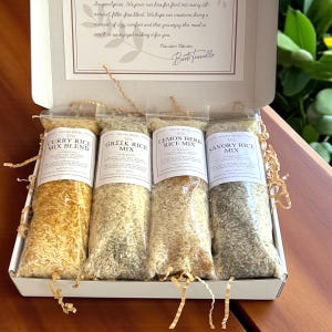 All-Natural Gourmet Rice Gift Set (4), Easy Healthy Gluten-Free Meals, Low-Sodium Vegan Comfort Food Care Package, Thinking Of You, Get Well