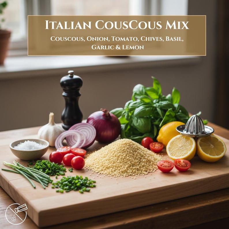 All Natural Couscous Caprese Mix, Gourmet Tomato Basil Italian Salad, Vegetarian Side Dish, Quick Easy Lunch image 6