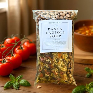 Homemade Pasta Fagioli Soup Mix, Easy Vegan Crockpot Meal, Low Sodium One-Pot Dinner, Comfort Food Gift, Slow Cooker Dinner, Gift for GF