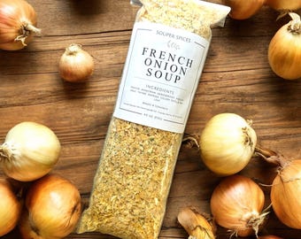 Hausgemachte französische Zwiebelsuppe-Mix, einfaches Low-Sodium-Glutenfreies Komfortessen, gesundes Abendessen unter der Woche, schnelles Prep-Geschenk für Suppenliebhaber, GF