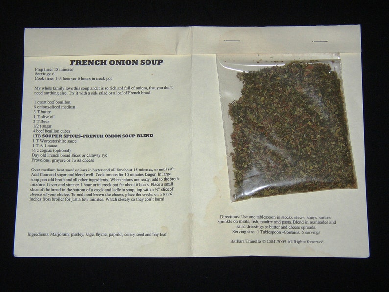 French Onion Soup Seasonings Soup Seasonings Onion Soup Etsy