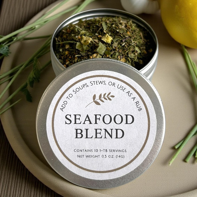 Gourmet Seafood Herb Blend | Salt-Free Lemon, Dill, Basil Seasoning image 1