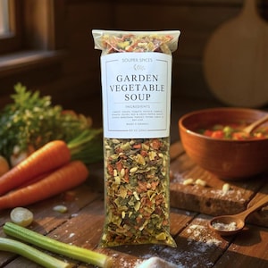Vegetable Soup Mix, Garden Vegetable Stovetop Slow Cooker, Vegan Vegetarian Easy Meal, Low Sodium One-Pot Comfort Food, Healthy Dinner, Gift