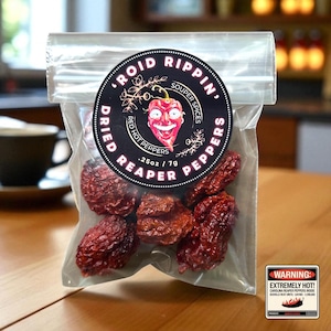Dried Homegrown Carolina Reaper Peppers, Whole Pods, Superhot Extremely Hot Chilli, Fiery Intense Heat for Hot Sauce & Gourmet Spice Blends