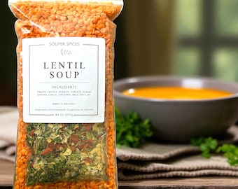 Homemade Lentil Soup Mix, Delicious Nourishing Comfort Food, All Seasons Family Favorite, Great Healthy Gift, Easy Cook, Gluten Free, Vegan