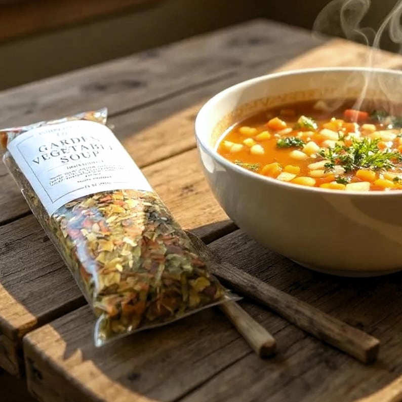 Vegetable Soup Mix, Garden Vegetable Stovetop Slow Cooker, Vegan Vegetarian Easy Meal, Low Sodium One-Pot Comfort Food, Healthy Dinner, Gift image 2