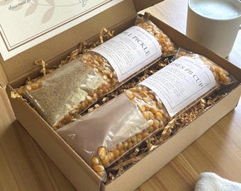 Popcorn and Seasoning Gift Set, Choose Any 2 Flavors, 35 Gourmet Varieties to Pick, Custom Foodie Gift Box, Family Movie Night Snack Kit