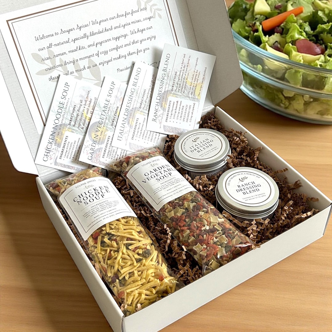 Homemade Soup & Salad Gift Box, 4 Mixes, Chicken Noodle, Garden ...
