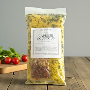 All Natural Couscous Caprese Mix, Gourmet Tomato Basil Italian Salad, Vegetarian Side Dish, Quick Easy Lunch image 1