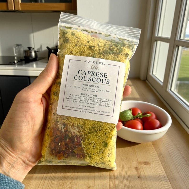 All Natural Couscous Caprese Mix, Gourmet Tomato Basil Italian Salad, Vegetarian Side Dish, Quick Easy Lunch image 7