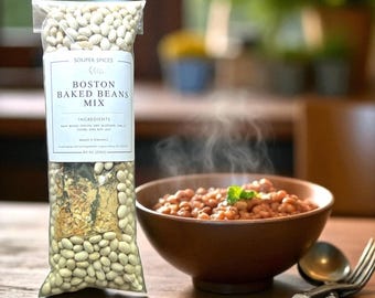 Köstliche selbstgemachte Boston Baked Beans-Trockenmischung, gesundes salzarmes Komfortessen, einfache Crockpot-Eintopfmahlzeit & Gourmet-Geschenk