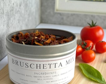 Gourmet Bruschetta Mix, Authentic Italian Seasoning Blend, All Natural Herb Mix for Bread Dipping Oil, Italian Foodie Gift for Vegan Cooks