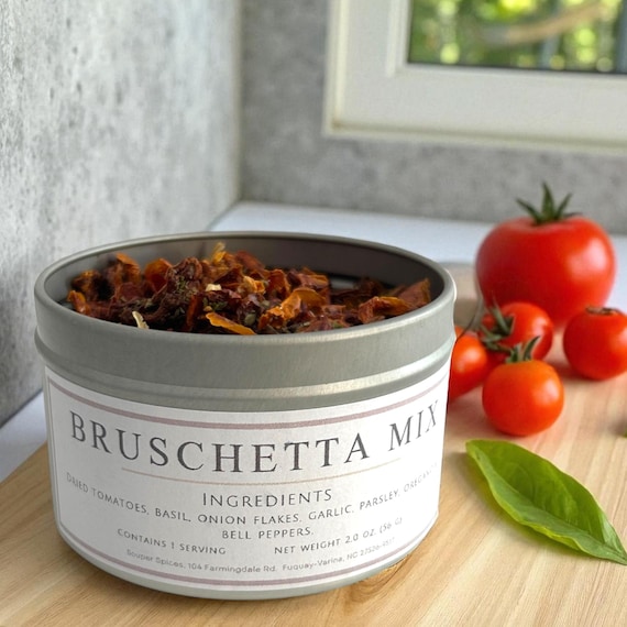Gourmet Bruschetta Mix, Authentic Italian Seasoning Blend, All Natural Herb Mix for Bread Dipping Oil, Italian Foodie Gift for Vegan Cooks