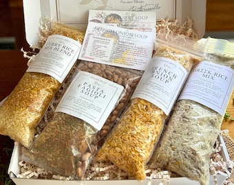 International Food Box | Vier Mischungen, Gourmet-Geschenkkorb, Eintopfmahlzeit, Bohnen, Reis, niedriges Natrium, Crockpot, einfaches Abendessen