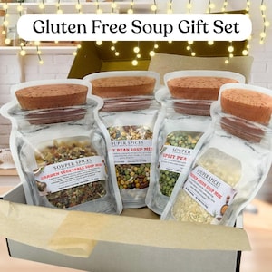 Gluten Free Soup Gift Basket | Gluten-Free Meals including Vegetable Soup, French Onion, Bean, Split Pea. Great Gift for Her or Him.