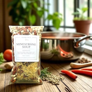 Zelfgemaakte minestronesoepmix, gezonde gemakkelijke crockpot-kookplaatmaaltijd, comfortfood natriumarm veganistisch diner, geweldig cadeau droge soepmix, crockpot