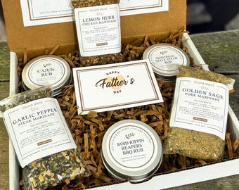 Caja de regalo para barbacoa del Día del Padre: Set de especias para barbacoa de verano fácil de usar: Regalo único para papá.