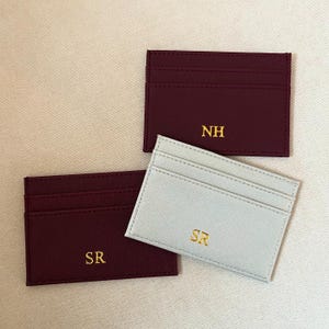 Hot Stamped Personalised Leather Card Holder Purse | Wallet | Burgundy Gold Silver | Crocodile Print | Fashion Birthday Gifts