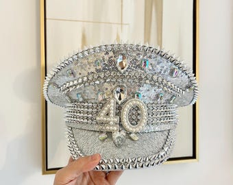 Birthday Captains hat | Sparkle Birthday Captain Hat | 30th Birthday Hat | 40th 50th 60th Birthday Hat | 21st Birthday Gift