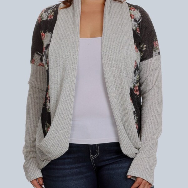 SUPER cute Skull long sleeve Cardigan PLUS SIZE 1xl 2xl 3xl sugar skull