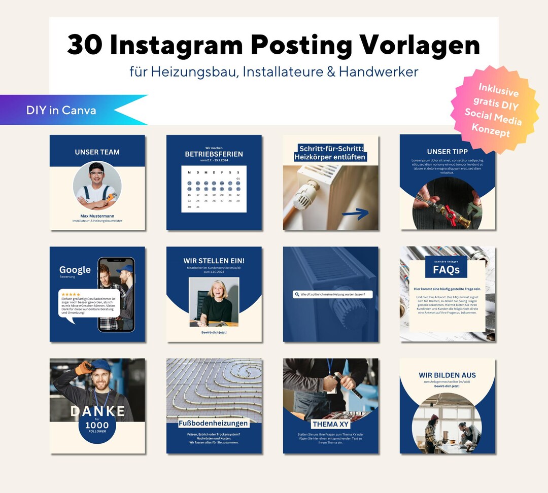 30 Social Media Posting Canva Templates for Craftsmen & Craft Companies ...
