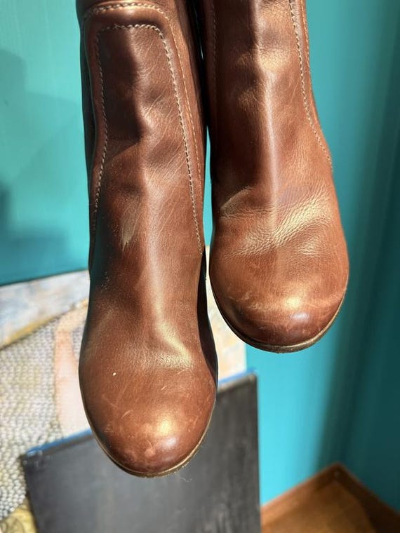 プラダ ブラウン レザー ハイヒールブーツ イタリア製デザイナーブーツ