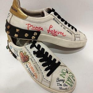 Dolce & Gabbana Portofino Sneakers Custom Graffiti Jewel Studs size 38