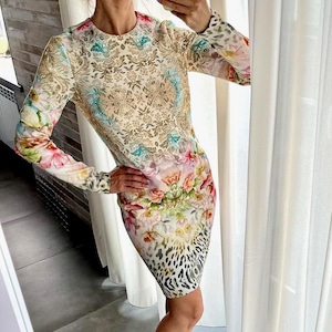Vintage Dolce & Gabbana Baroque Floral Bodycon Dress – Made in Italy Size S