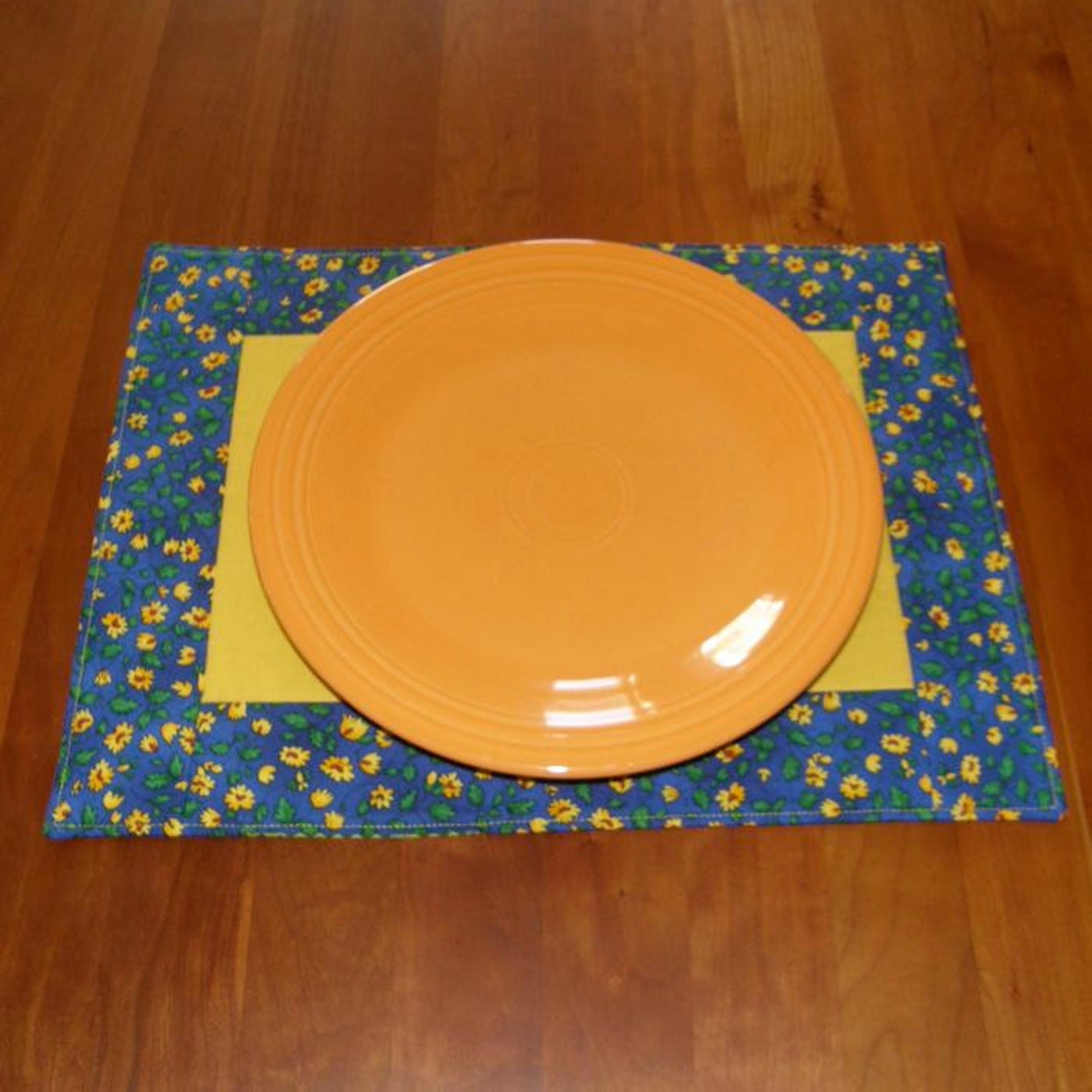 Bright Blue and Yellow Floral Placemats Set of Four Etsy