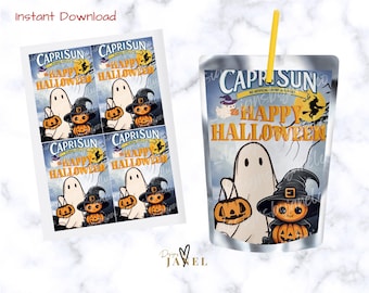 Halloween Caprisun Labels || Printable Template || Kids Birthday || Party Favors || Personalized || Digital Download || Custom Treats