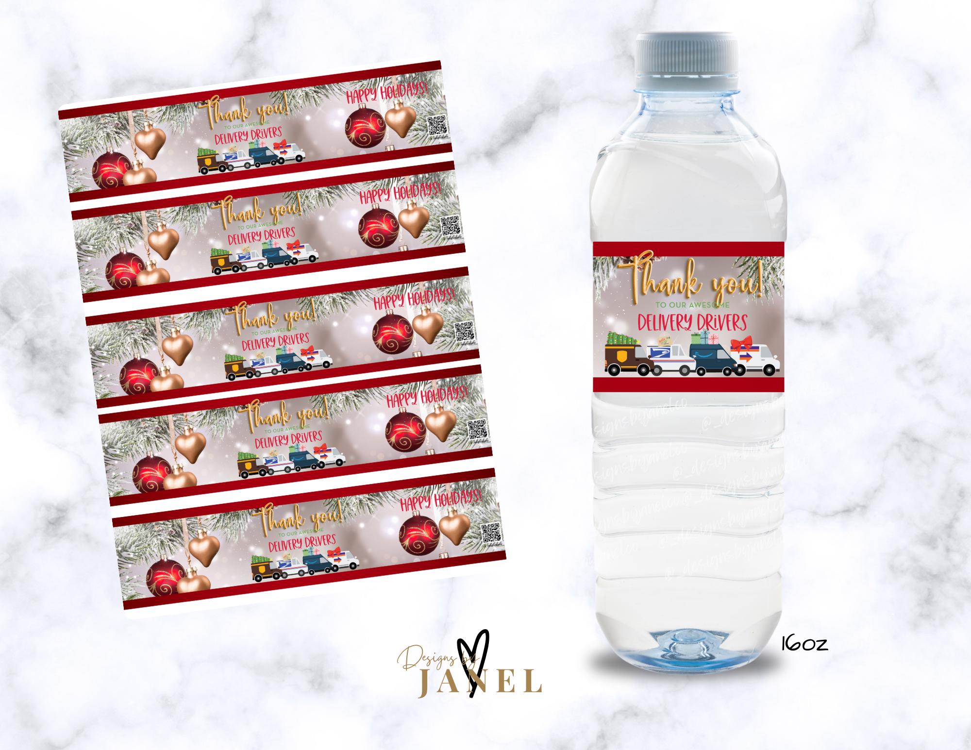 Holiday Delivery WaterBottle  Label || Printable Template || Kids Birthday || Party Favors || Personalized || Digital Download ||