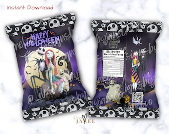 Skeleton Chip Bag Template: Personalized Party Favors (Digital Download)