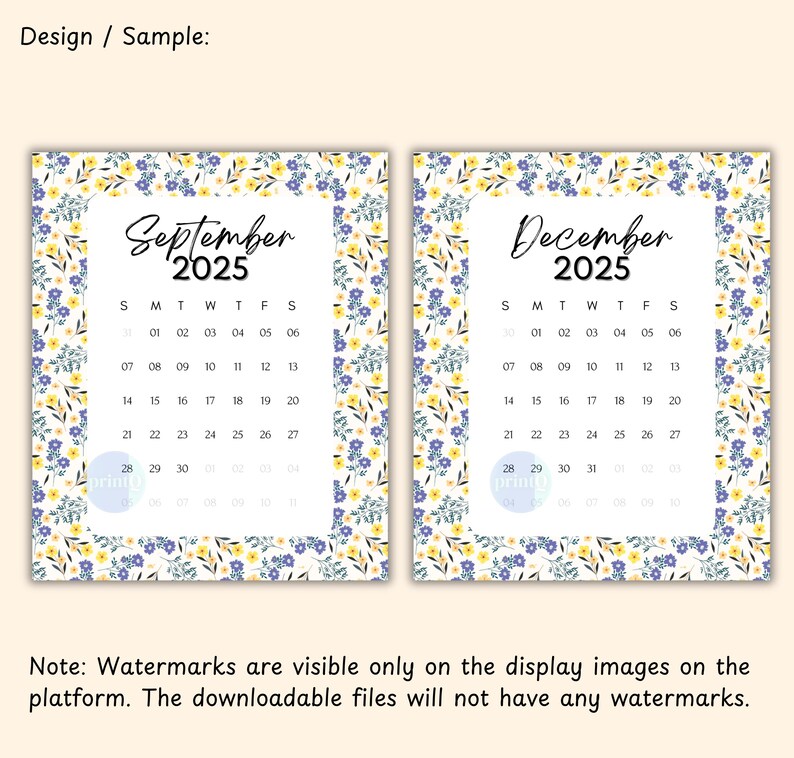 2025 Printable Mini Floral Desk Calendar | DIY Foldable Calendar Holder ...