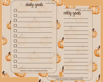 Checkliste für tägliche/wöchentliche Ziele - Herbst Kürbisse