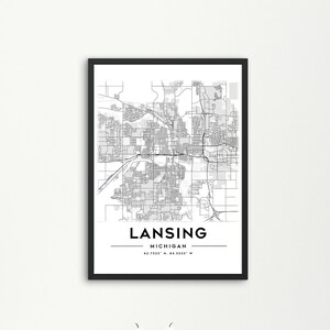 Impresión de mapa de Lansing MI, póster de arte de mapa de Lansing EE. UU., impresión de mapa, impresión de mapa de la ciudad, impresión de pared de mapa de la ciudad, decoración de pared, mapa imprimible, decoración de oficina,