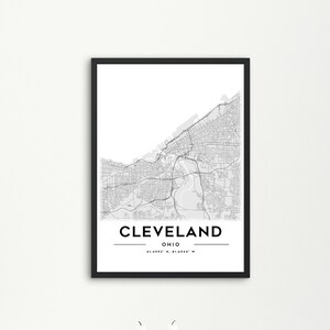 Cleveland OH Map Print, Cleveland Map Art Poster, Map Print, City Map Print, City Map Wall Print, Wall Decor, Printable Map, Office Decor,