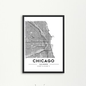 Chicago IL Karte Druck, Chicago USA Karte Kunst Poster, Karte Drucken, Karte Drucken, Stadt Karte Wanddruck, Wanddekoration, druckbare Karte, Bürodekoration,