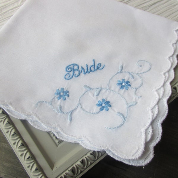 Bride Wedding Handkerchief-Something borrowed something blue-Wedding gift-Bride shower gift-Wedding Handkerchief-blue wedding