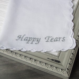 One-Happy Tears bridesmaid handkerchief-Mother of the bride gift-Bridesmaid gift-wedding gift-bridal shower gift-maid of honor-embroidery