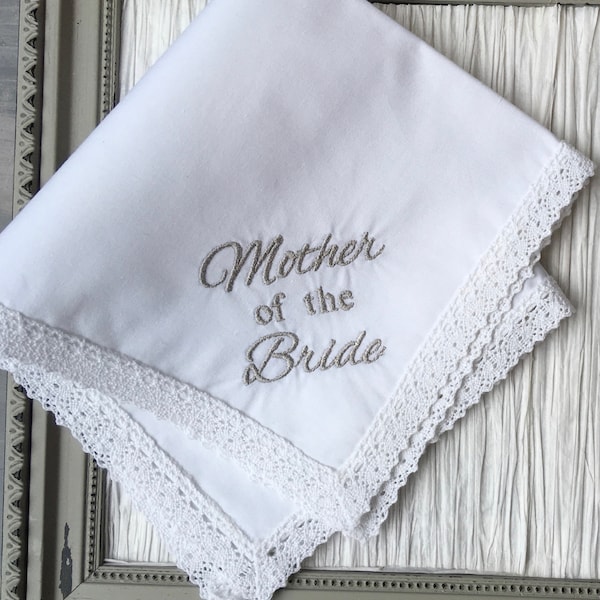 Pañuelo para madre de la novia con bordes de encaje - Regalo de boda para madre de la novia - Regalo para madre de la novia - Regalo para despedida de soltera