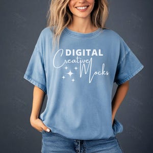 Comfort Colors C1717 Blue Jean Female Shirt Mockup, Blue Jean Shirt Mock up, 1717 Mockup, High-Quality Digital Download - DCMSL0356