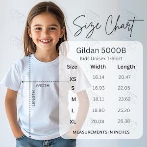 Gildan 5000B Kids Size Chart Kids T-Shirt Size Chart Kid Gildan Size Chart 5000B Girl Size Chart - DCMSC0025