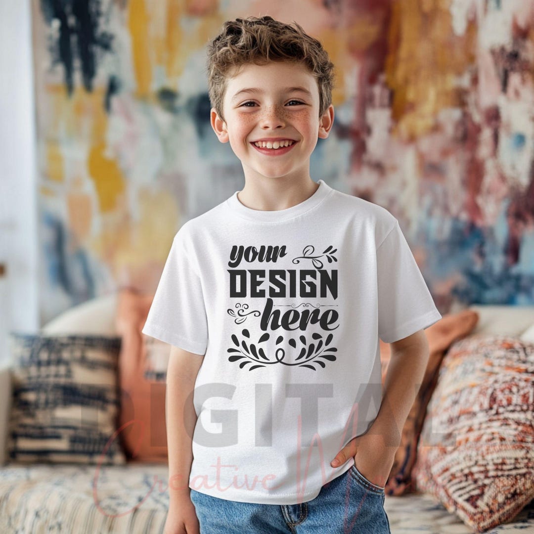 Gildan 5000B Mockup, Kids T-shirt Mockup, 5000B Kids Mockup, Boys ...