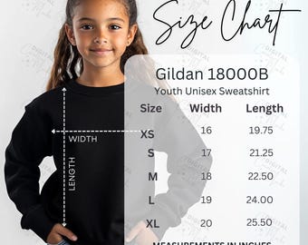 Gildan 18000B Size Chart Youth Sweatshirt Size Chart Youth Black Crewneck Size Chart 18000B Size Chart - DCMSC0009