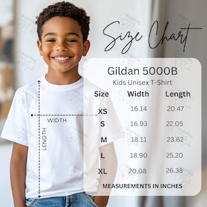 Gildan 5000B Kids Size Chart Kids T-Shirt Size Chart Kid Gildan Size Chart 5000B Size Chart - DCMSC0024
