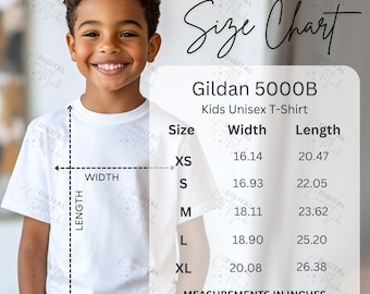 Gildan 5000B Kids Size Chart Kids T-Shirt Size Chart Kid Gildan Size Chart 5000B Size Chart - DCMSC0024