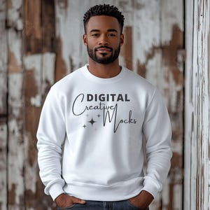 Gildan 18000 White Mockup Gildan Crewneck Sweatshirt Mockup White Color 18000 Mockup High-Quality Sweater Mock up -  DCMSL0450